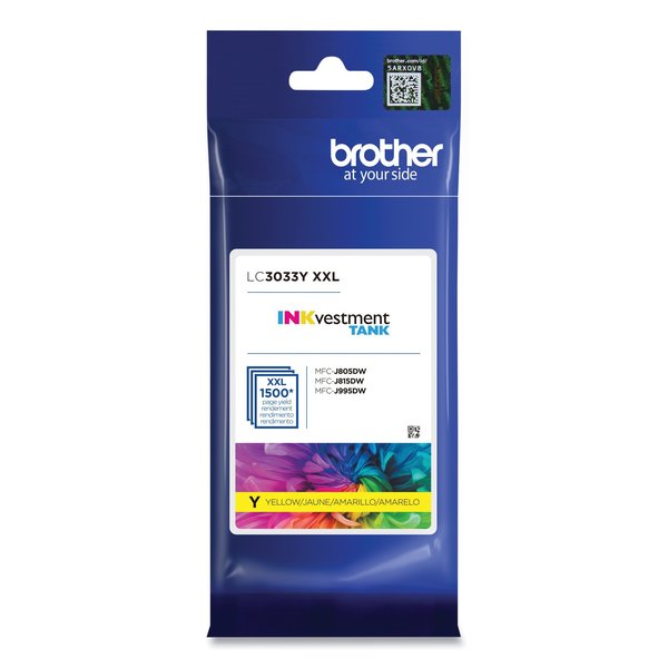 Brother INKvestment Super High-Yield Ink, 1,500 Page-Yield, Yellow LC3033Y